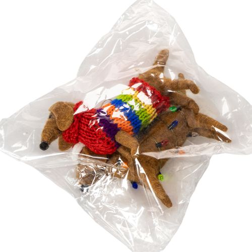 Set de 2 décorations en feutre, chiens teckels 16 cm, pour sapin de Noël | Floristik24.fr