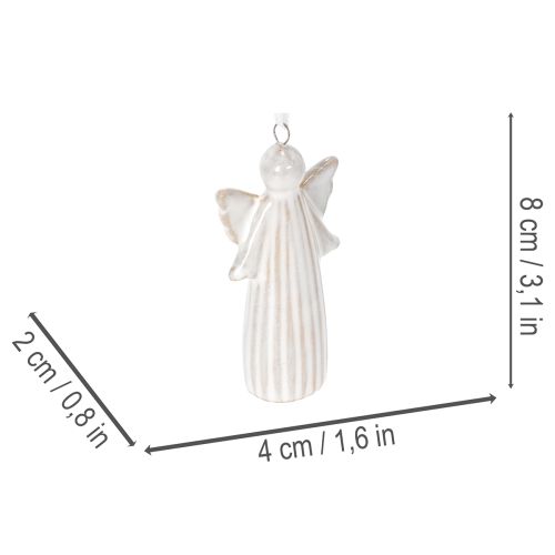 Lot de 4 figurines anges à suspendre en céramique gris 8 cm | Floristik24.fr