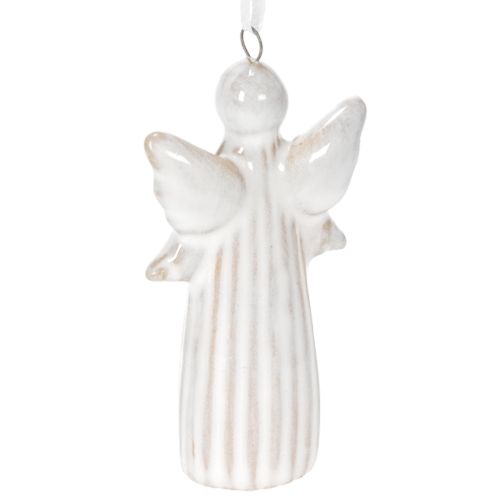 Lot de 4 figurines anges à suspendre en céramique gris 8 cm | Floristik24.fr