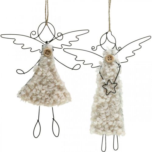 Floristik24 Pendentif ange ange de Noël noir, crème 13,5cm 4pcs