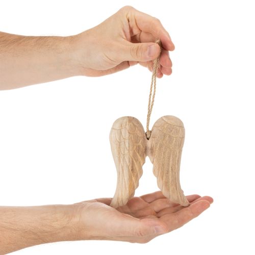 Décoration suspendue en bois en forme d’ailes d’ange 12 cm | Floristik24.fr
