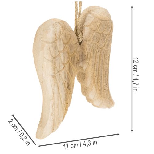 Décoration suspendue en bois en forme d’ailes d’ange 12 cm | Floristik24.fr