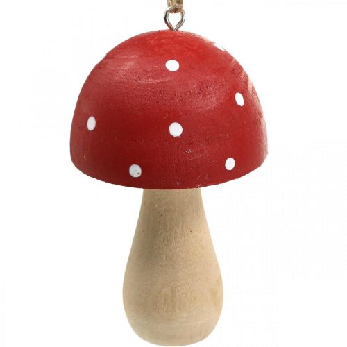 Floristik24 Agaric tue-mouches champignons décoratifs champignon en bois à suspendre H8.5cm 6pcs
