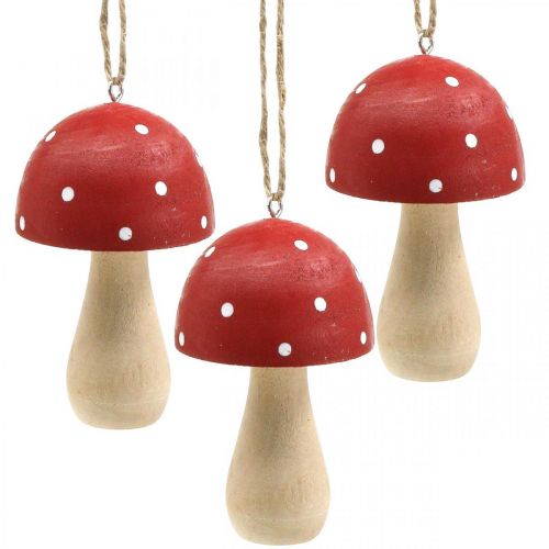 Agaric tue-mouches champignons décoratifs champignon en bois à suspendre H8.5cm 6pcs