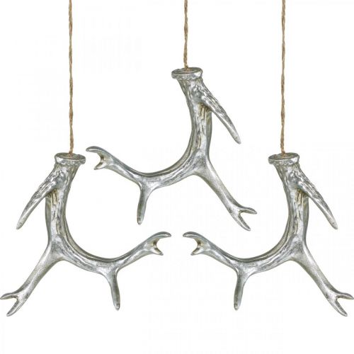 Floristik24 Pendentif de Noël décoration bois de l'Avent argent 15cm 4 pcs