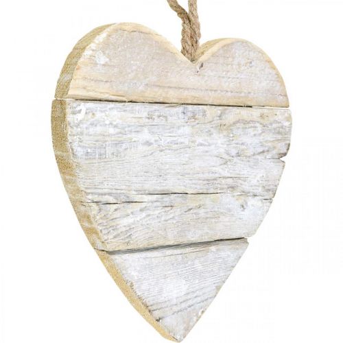 Article Coeur en bois, coeur décoratif à suspendre, décoration coeur blanc 24cm