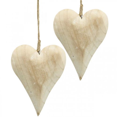 Article Coeur en bois, coeur décoratif à suspendre, décoration coeur H16cm 2 pcs