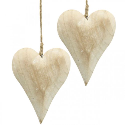 Floristik24 Coeur en bois, coeur décoratif à suspendre, décoration coeur H16cm 2pcs