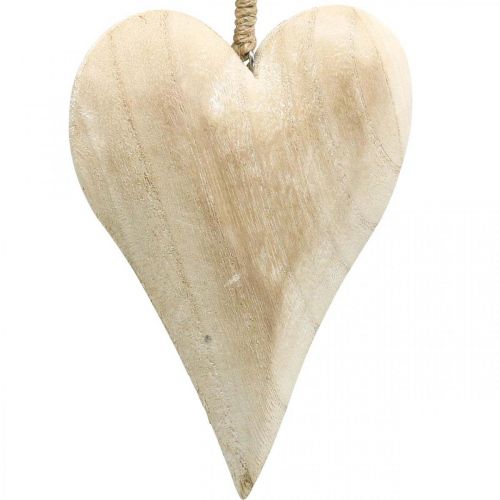 Article Coeur en bois, coeur décoratif à suspendre, décoration coeur H16cm 2pcs