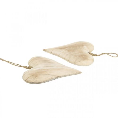 Article Coeur en bois, coeur décoratif à suspendre, décoration coeur H16cm 2 pcs