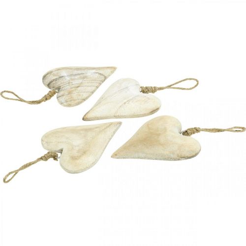 Article Coeur en bois, coeur décoratif à suspendre, décoration coeur H10cm 4 pcs