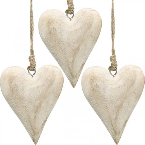 Article Coeur en bois, coeur décoratif à suspendre, décoration coeur H13cm 4 pcs