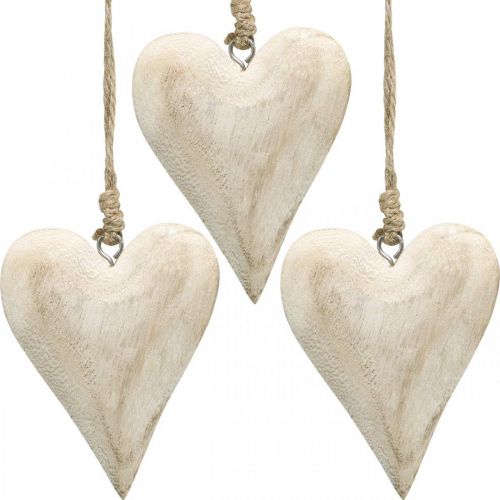 Floristik24 Coeur en bois, coeur décoratif à suspendre, décoration coeur H13cm 4pcs