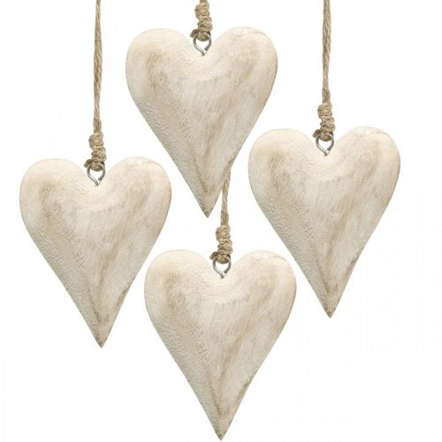 Floristik24 Coeur en bois, coeur décoratif à suspendre, décoration coeur H10cm 4 pcs