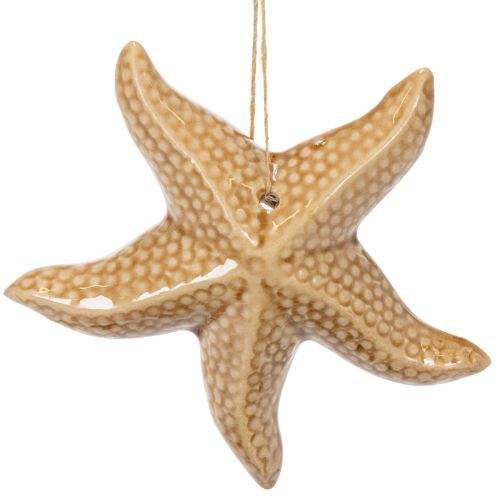 Article Étoile de mer décorative en céramique à suspendre, pour une ambiance marine, décoration estivale pour la maison, 12 cm, lot de 2