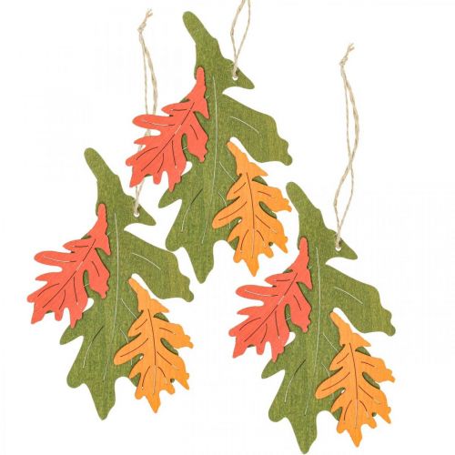 Pendentif décoratif d&#39;automne feuilles de bois feuille de chêne 17cm 6pcs