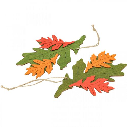 Article Pendentif décoratif d&#39;automne feuilles de bois feuille de chêne 17cm 6pcs