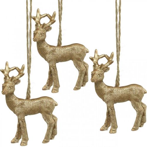 Floristik24 Pendentif de Noël renne déco cerf or 9.5cm 4pcs