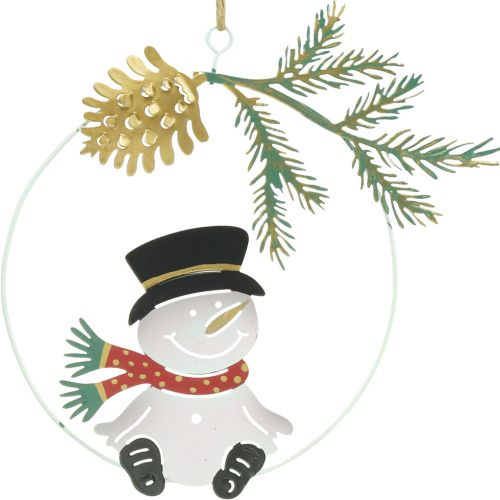 Article Pendentif de Noël bonhomme de neige décoration anneau métal Ø14cm 3pcs
