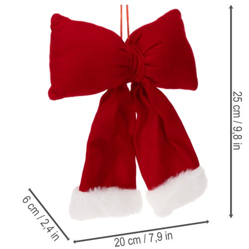 Décoration Noël Flanelle Rouge 25 cm avec Bord en Fourrure Blanche | Floristik24.fr