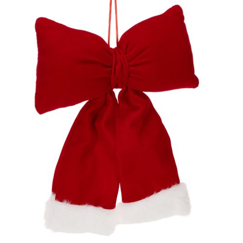 Décoration Noël Flanelle Rouge 25 cm avec Bord en Fourrure Blanche | Floristik24.fr