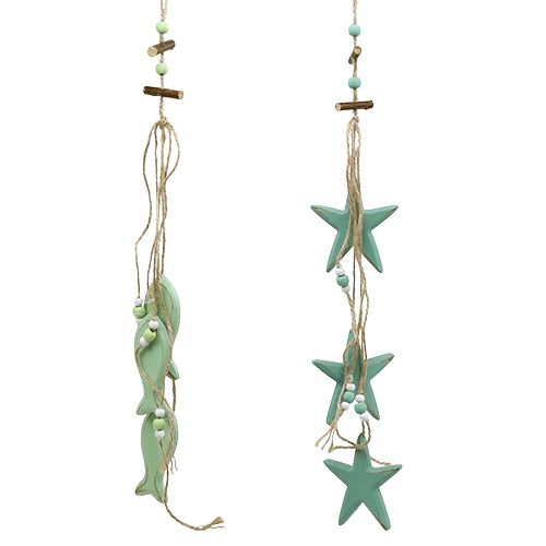 Floristik24 Pendentif déco étoile, poisson menthe 47cm - 50cm 2pcs
