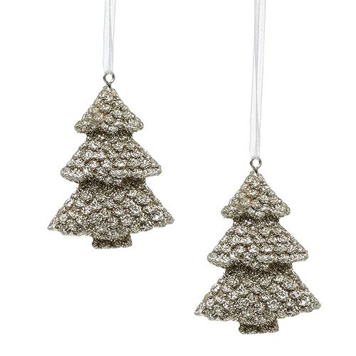 Floristik24 Suspension de Noël Sapin scintillant Champagne 6,5cm 6pcs