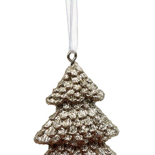 Floristik24 Suspension de Noël Sapin scintillant Champagne 6,5cm 6pcs