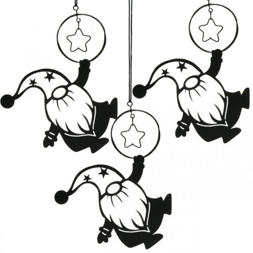 Décoration murale métal étoile nain noir 15×17cm 3 pcs