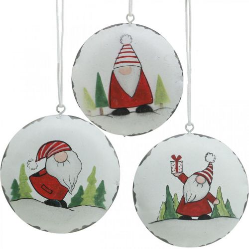 Floristik24 Pendentif de Noël gnome décoration de sapin en métal Ø8cm 6pcs