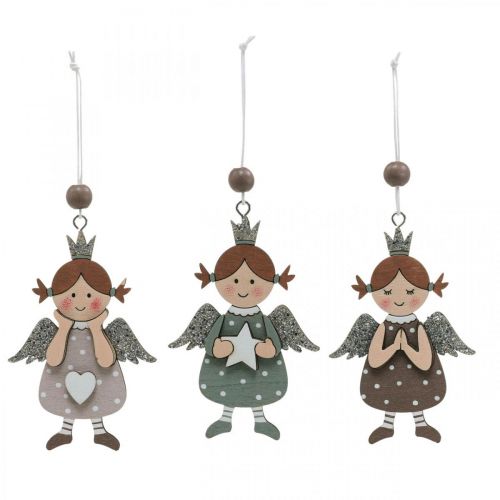 Floristik24 Pendentif ange ange de Noël décoration bois 9.5x6.5cm 9pcs