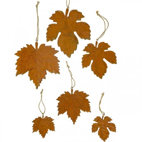 Feuilles décoratives d&#39;automne en métal aspect rouille feuille d&#39;érable 6 pcs