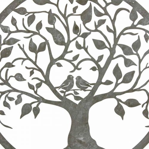 Floristik24 Ressort de décoration de fenêtre, décoration à suspendre arbre en métal gris Ø25cm 2pcs