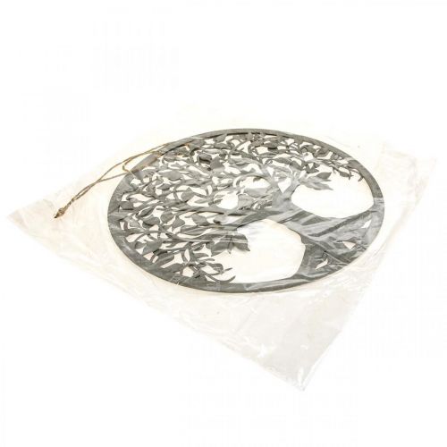 Floristik24 Ressort de décoration de fenêtre, décoration à suspendre arbre en métal gris Ø25cm 2pcs