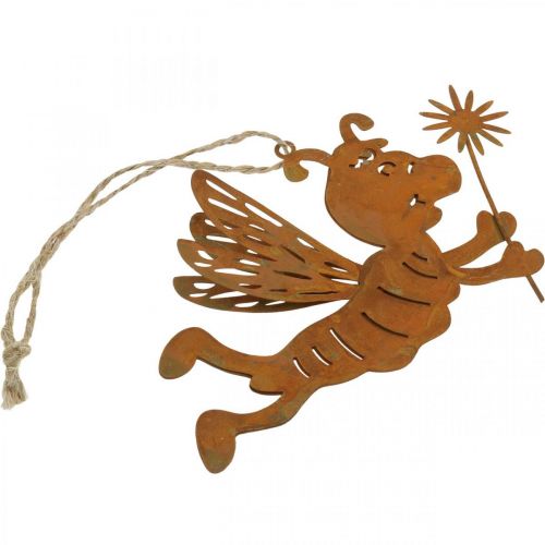 Article Abeille à suspendre rouille déco métal décoration estivale 12cm 6pcs