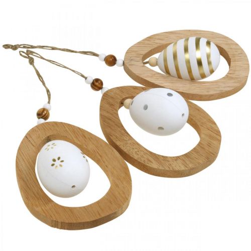 Article Oeuf de Pâques à suspendre avec motifs d&#39;oeufs Décoration de Pâques H12cm 3 pcs