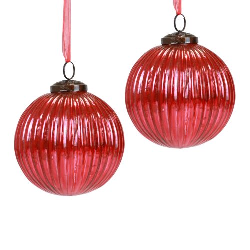 Floristik24 Boules de Noël en verre Boules de sapin de Noël rouge Ø10cm 4pcs