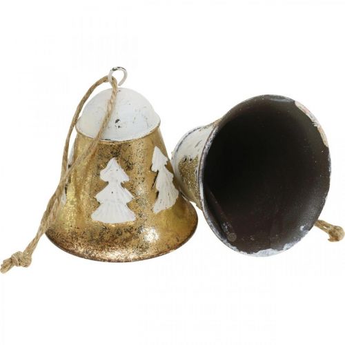 Article Cloches de Noël décoration de Noël vintage doré blanc 2 pièces