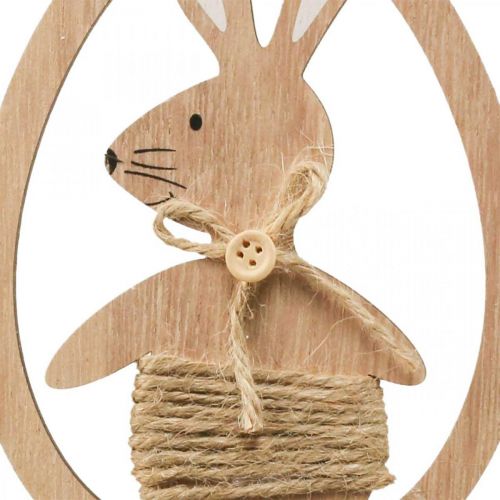 Article Pendentif décoratif en bois décoration de Pâques lapin dans l&#39;oeuf 9×1.5×23cm 6 pièces
