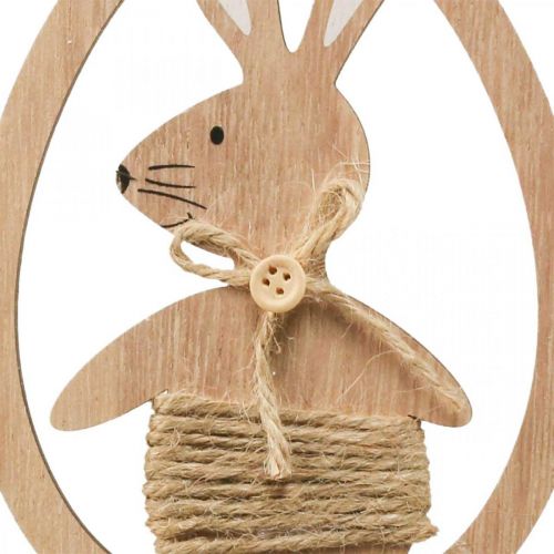 Pendentif décoratif en bois décoration de Pâques lapin dans l'oeuf 9×1.5×23cm 6 pièces