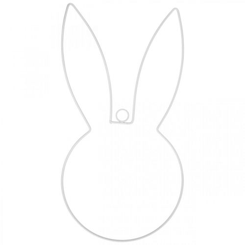 Décoration de Pâques tête de lapin à suspendre guirlande  métal blanc H40cm 3pcs-03755