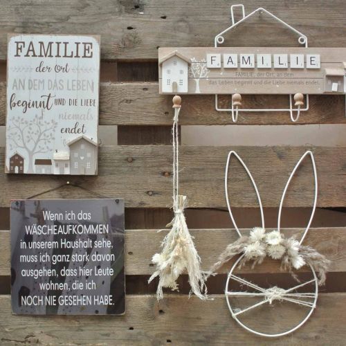 Floristik24 Décoration de Pâques tête de lapin à suspendre guirlande métal blanc H40cm 3pcs