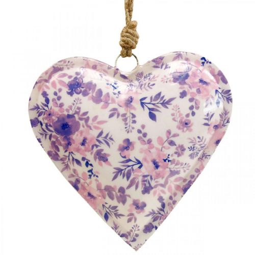 Floristik24 Pendentif déco métal coeur déco fleurs 16x16x2.5cm 3pcs