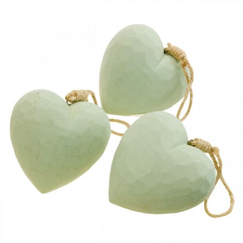 Article Coeur en bois déco cintre coeur en bois déco vert 12cm 3pcs
