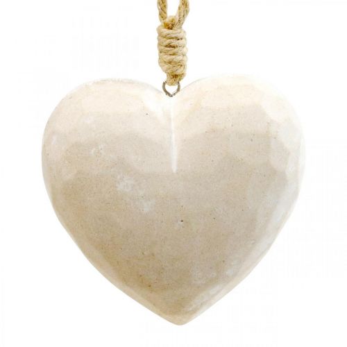 Article Lot de 3 décorations en forme de cœur en bois à suspendre Blanc 12 cm