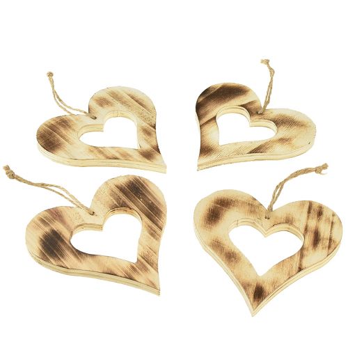 Floristik24 Coeurs en bois cintre décoratif coeur en coeur flammé 15×15cm 4pcs