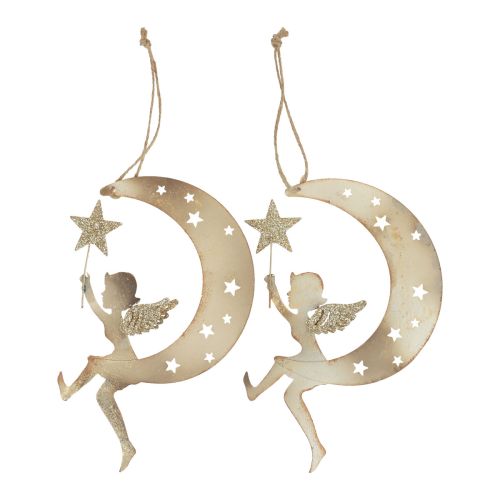 Article Pendentif ange étoile décoration de Noël à suspendre H19cm 2 pièces