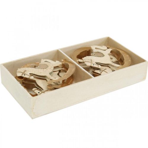 Floristik24 Déco Cheval à Bascule Noël Métal Crème Marron 6pcs