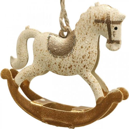 Article Déco Cheval à Bascule Noël Métal Crème Marron 6pcs