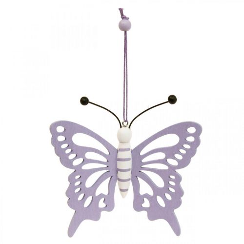 Article Suspension déco papillons bois violet/blanc 12×11cm 4pcs